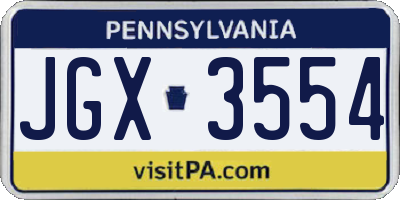 PA license plate JGX3554