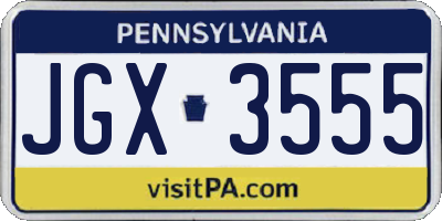 PA license plate JGX3555
