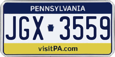 PA license plate JGX3559