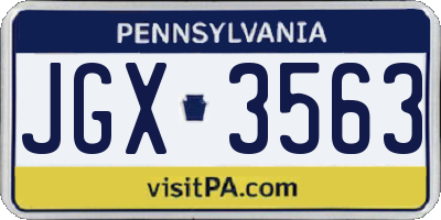 PA license plate JGX3563