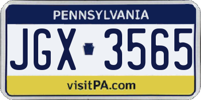 PA license plate JGX3565
