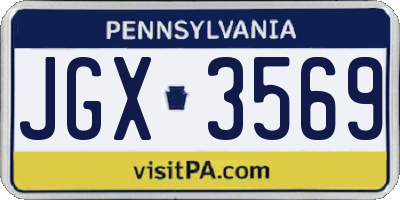 PA license plate JGX3569