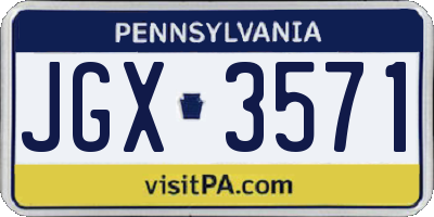 PA license plate JGX3571