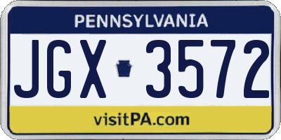 PA license plate JGX3572