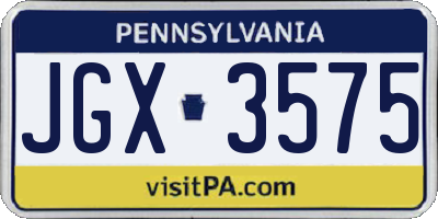 PA license plate JGX3575