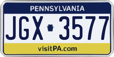 PA license plate JGX3577