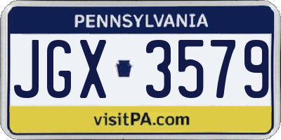 PA license plate JGX3579