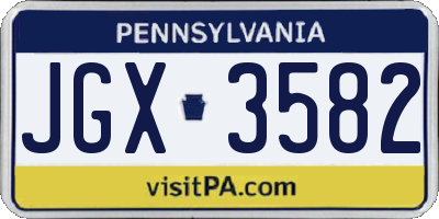 PA license plate JGX3582