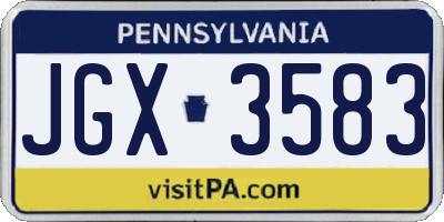 PA license plate JGX3583