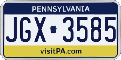 PA license plate JGX3585