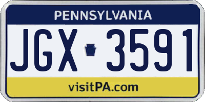 PA license plate JGX3591