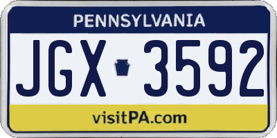 PA license plate JGX3592