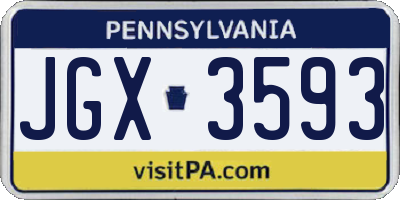 PA license plate JGX3593