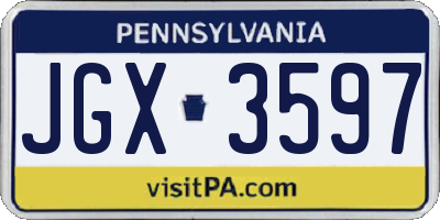 PA license plate JGX3597