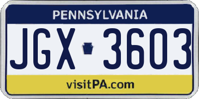 PA license plate JGX3603