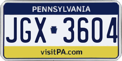 PA license plate JGX3604
