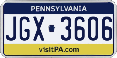 PA license plate JGX3606