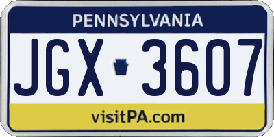 PA license plate JGX3607
