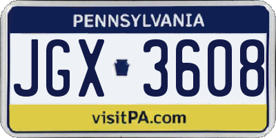 PA license plate JGX3608