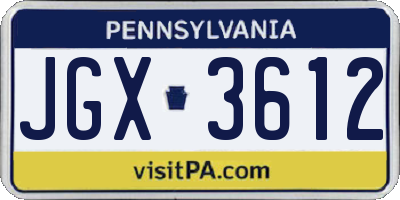 PA license plate JGX3612