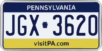 PA license plate JGX3620