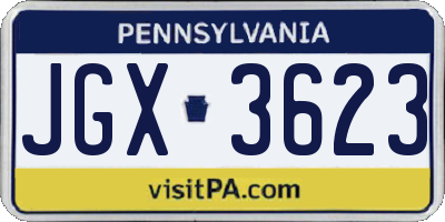 PA license plate JGX3623