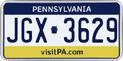 PA license plate JGX3629