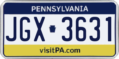 PA license plate JGX3631