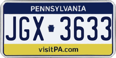 PA license plate JGX3633
