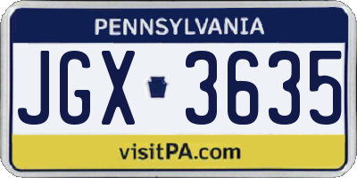 PA license plate JGX3635