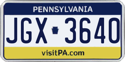 PA license plate JGX3640
