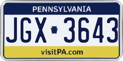 PA license plate JGX3643