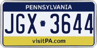 PA license plate JGX3644
