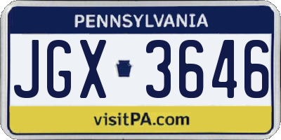 PA license plate JGX3646