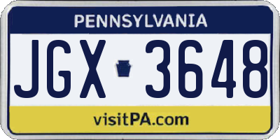 PA license plate JGX3648