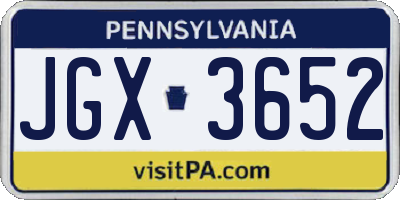 PA license plate JGX3652