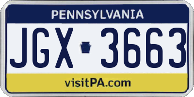 PA license plate JGX3663