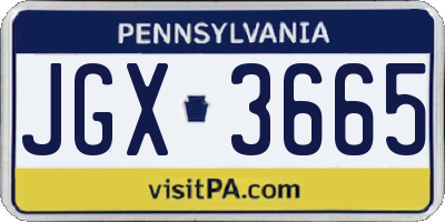 PA license plate JGX3665
