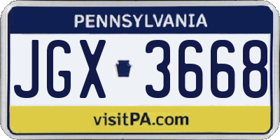 PA license plate JGX3668