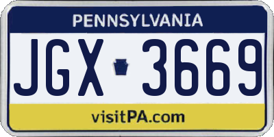 PA license plate JGX3669