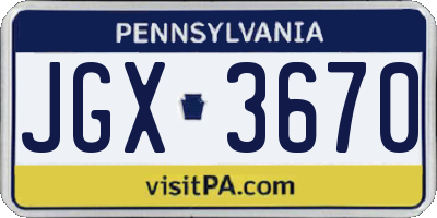 PA license plate JGX3670