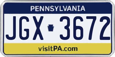 PA license plate JGX3672