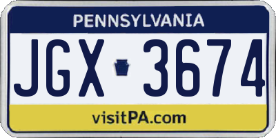 PA license plate JGX3674