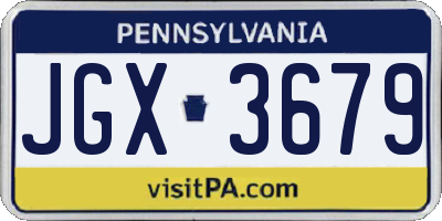 PA license plate JGX3679