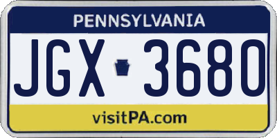 PA license plate JGX3680