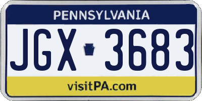 PA license plate JGX3683
