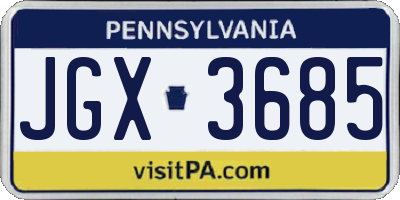 PA license plate JGX3685