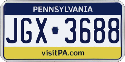 PA license plate JGX3688