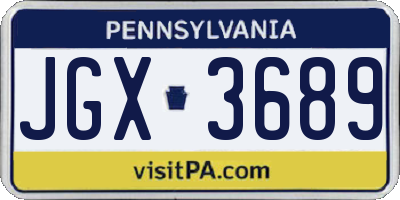 PA license plate JGX3689