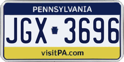 PA license plate JGX3696